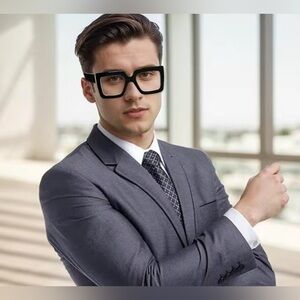 Unisex Non-Prescription Eyeglasses w/ Case and Clean cloth